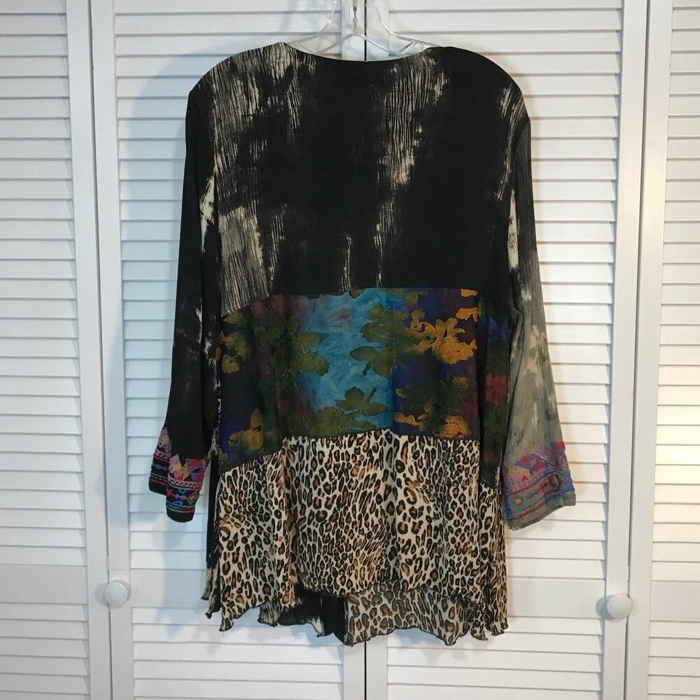 Caleoas Patchwork Multicolor Embroidered Scoop Ne… - image 2